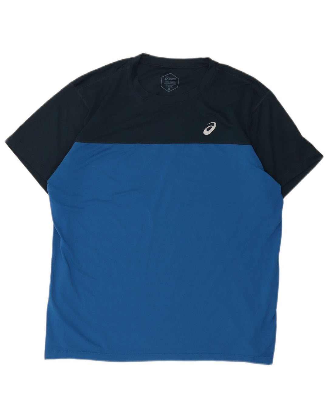Asics Mens T-Shirt Top Large Blue Colourblock Polyester