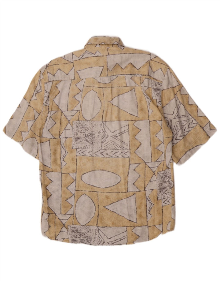 E.B. Company Mens Short Sleeve Shirt Size 37/38 Small Beige Geometric