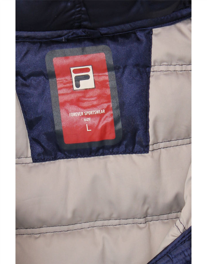 Fila Womens Hooded Padded Coat UK 14 Large Navy Blue