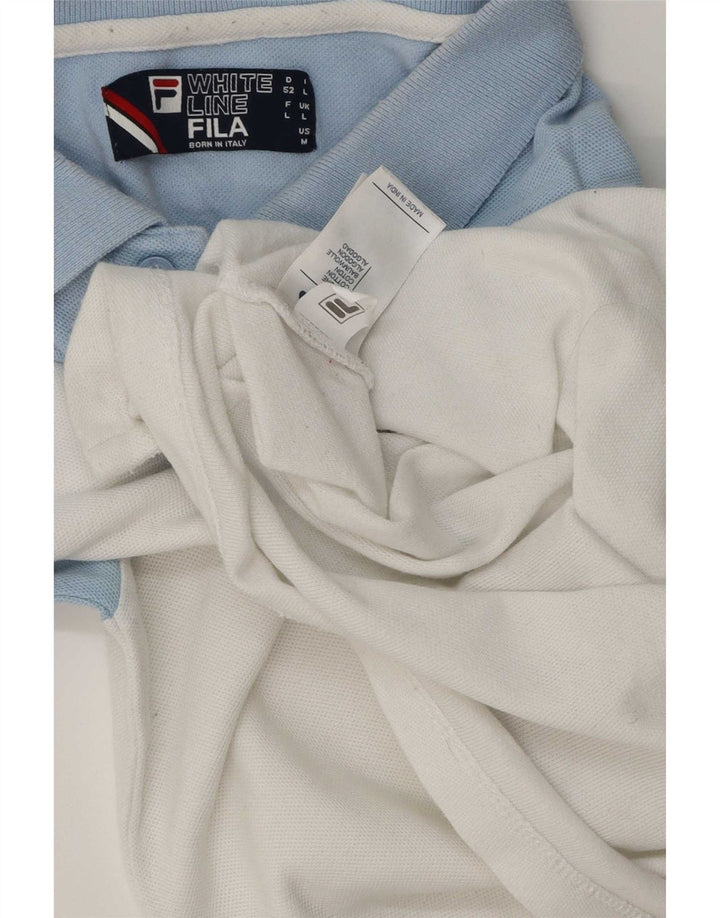 Fila Mens Polo Shirt Large White Colourblock Cotton