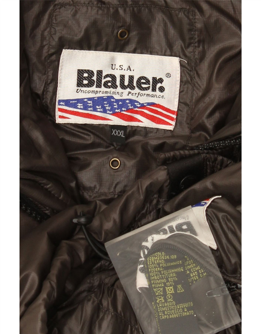 Blauer Mens Hooded Padded Jacket UK 46 3XL Brown Polyamide