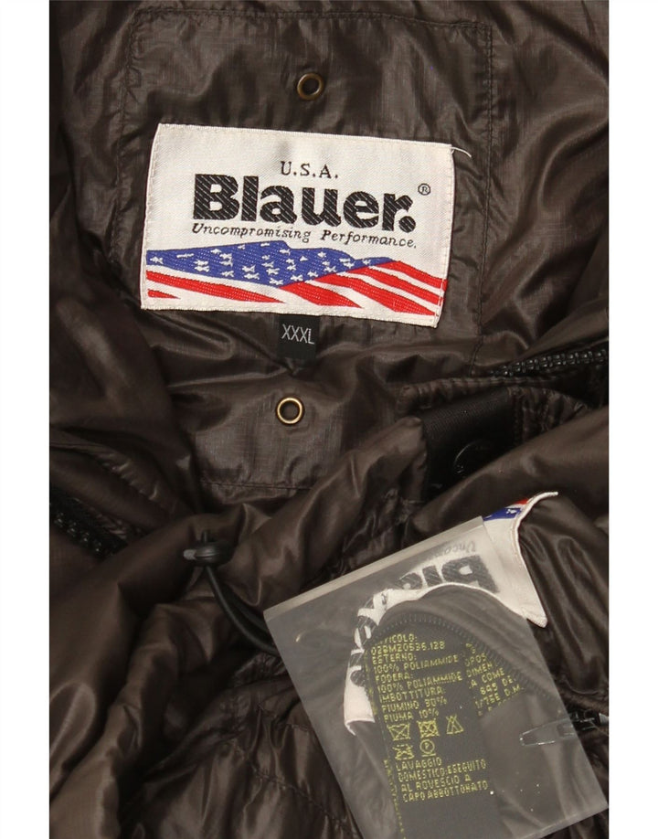 Blauer Mens Hooded Padded Jacket UK 46 3XL Brown Polyamide
