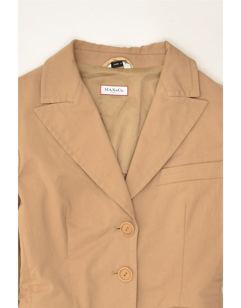 MAX & CO. Womens 3 Button Blazer Jacket UK 6 XS Beige Cotton | Vintage Max & Co. | Thrift | Second-Hand Max & Co. | Used Clothing | Messina Hembry 