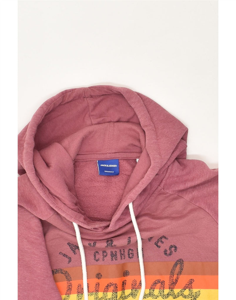 JACK & JONES Mens Graphic Hoodie Jumper Medium Pink Cotton | Vintage Jack & Jones | Thrift | Second-Hand Jack & Jones | Used Clothing | Messina Hembry 