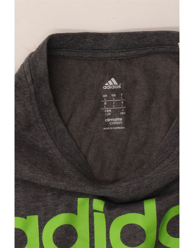 ADIDAS Mens Climalite Graphic T-Shirt Top Large Grey Cotton Vintage Adidas and Second-Hand Adidas from Messina Hembry 