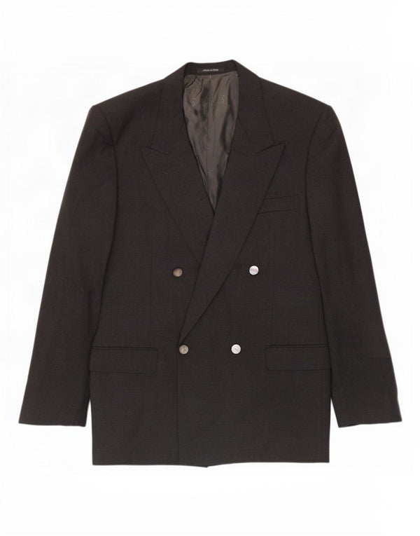 Yves Saint Laurent Mens Double Breasted Blazer Jacket IT 52 XL Grey Wool