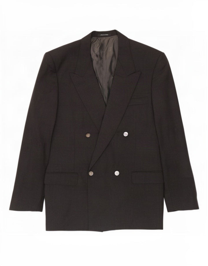 Yves Saint Laurent Mens Double Breasted Blazer Jacket IT 52 XL Grey Wool