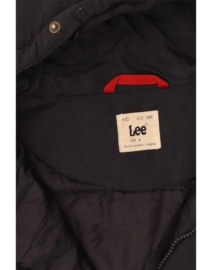 Lee Mens Hooded Padded Jacket UK 40 Large Black Polyester