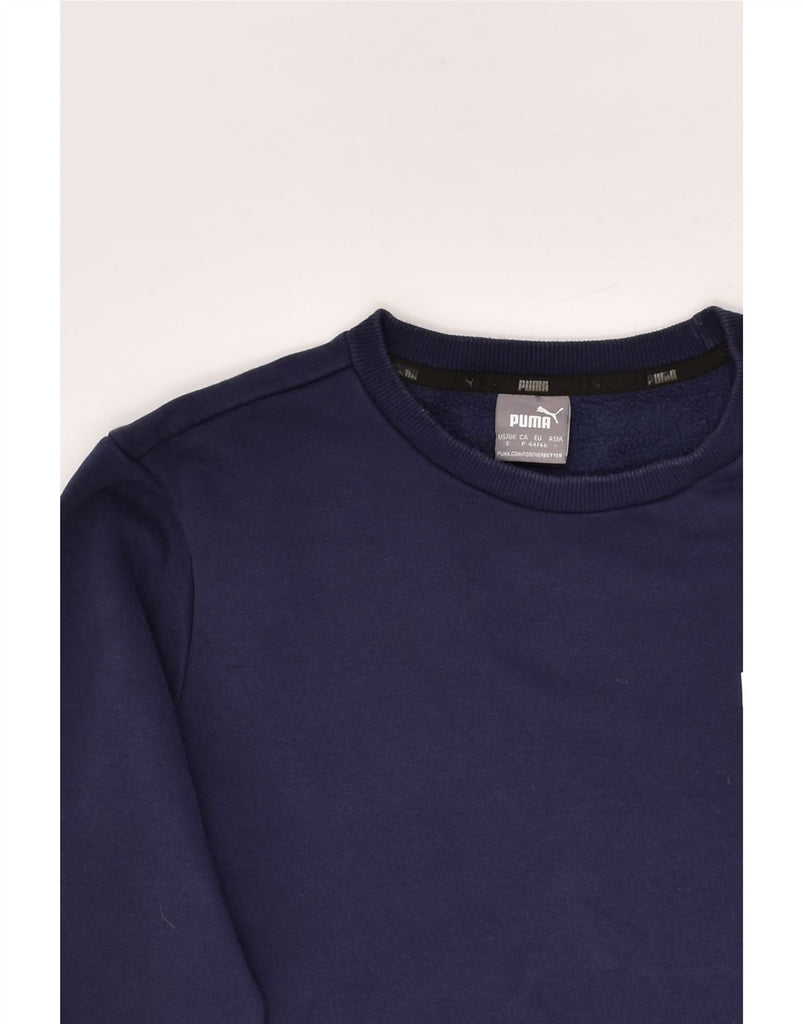 PUMA Mens Sweatshirt Jumper Small Navy Blue Cotton | Vintage Puma | Thrift | Second-Hand Puma | Used Clothing | Messina Hembry 
