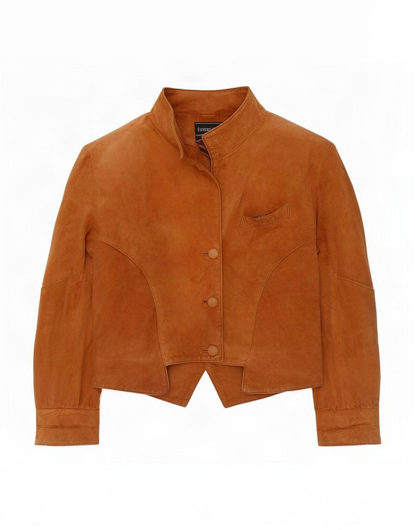 Vintage Womens Loose Fit Suede Jacket UK 14 Medium Beige Leather