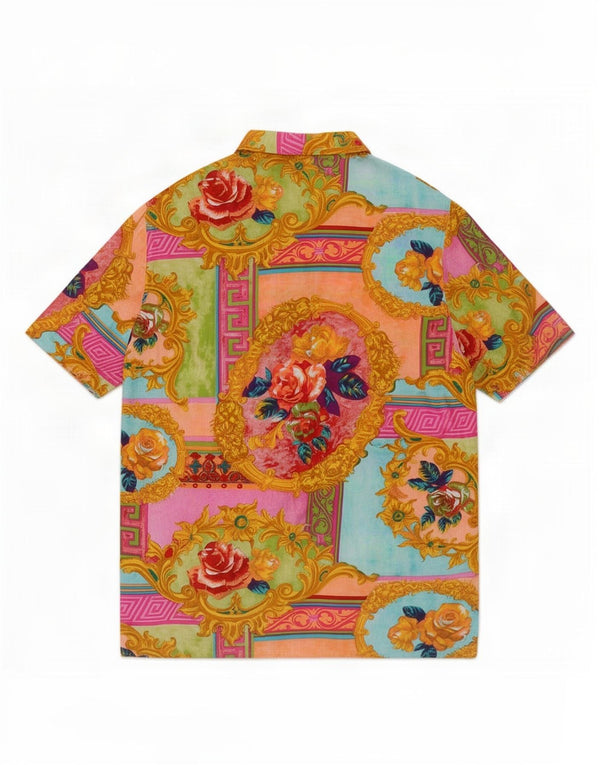 Vintage Womens Short Sleeve Oversized Shirt UK 18 XL Multicoloured Floral