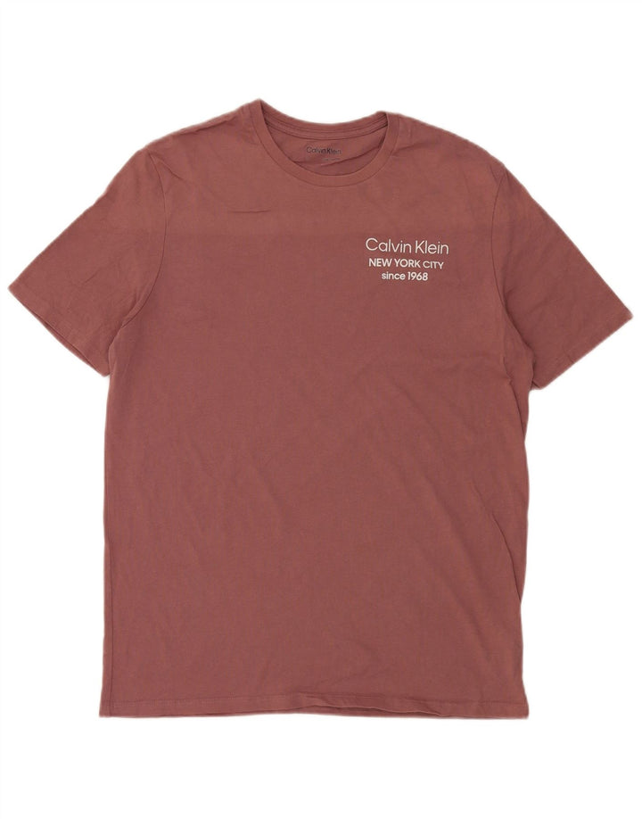 Calvin Klein Mens T-Shirt Medium Brown Cotton