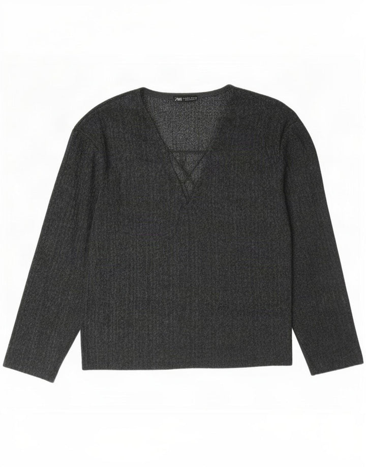 Zara Womens Oversized Top Long Sleeve UK 10 Small Grey
