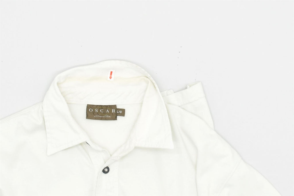 VINTAGE Mens Polo Shirt Large White Cotton | Vintage | Thrift | Second-Hand | Used Clothing | Messina Hembry 