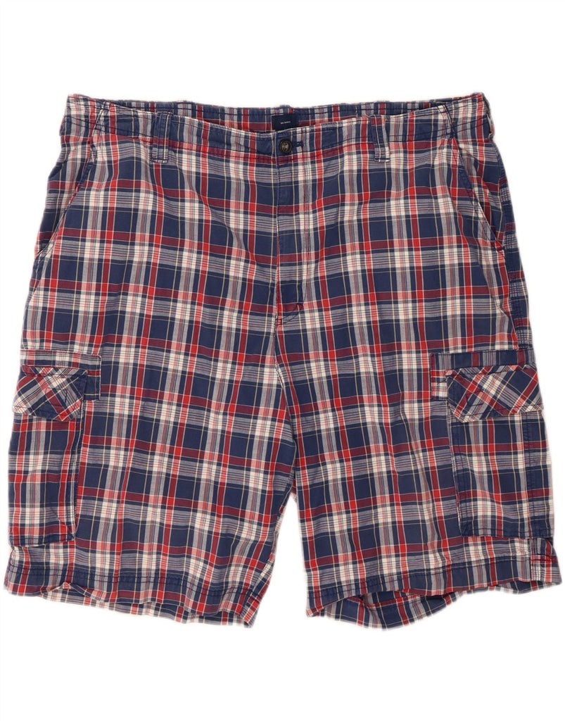 IZOD Mens Cargo Shorts W42 2XL Navy Blue Check Cotton Vintage Izod and Second-Hand Izod from Messina Hembry 