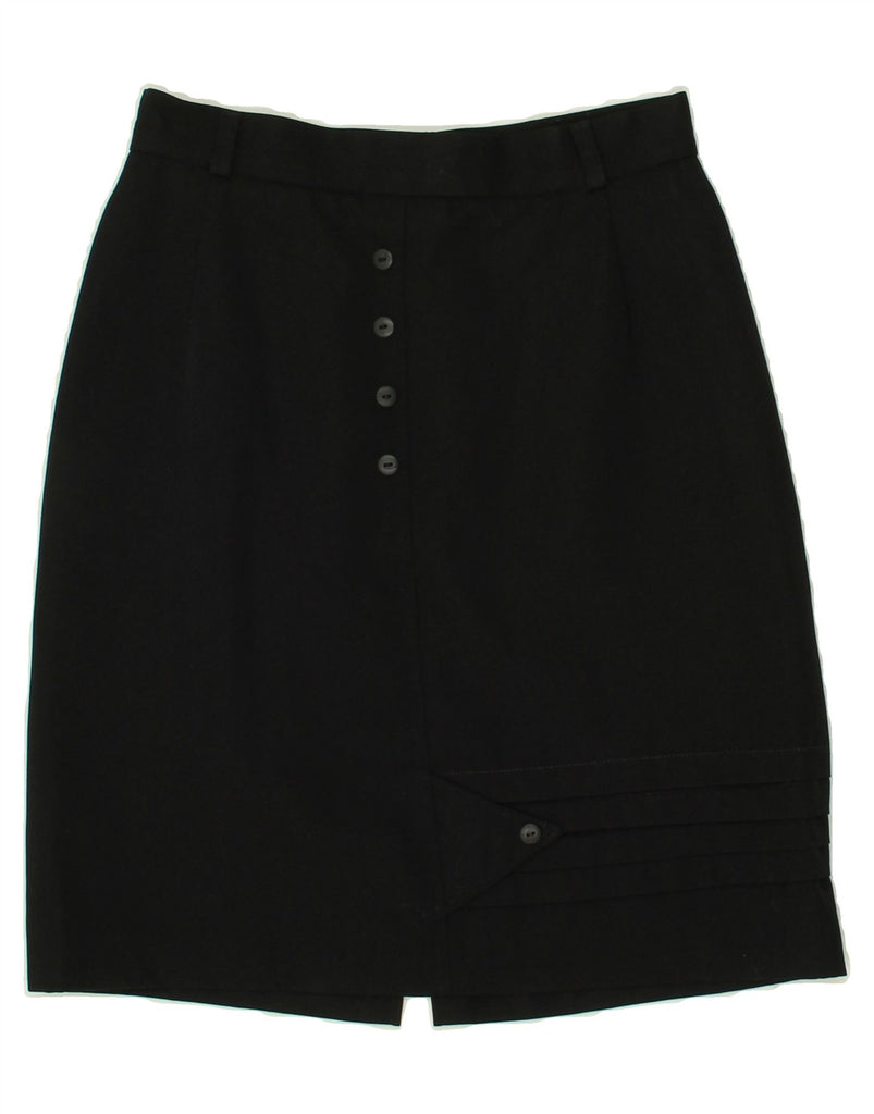 VINTAGE Womens High Waist Straight Skirt EU 38 Medium W26 Black Polyester | Vintage Vintage | Thrift | Second-Hand Vintage | Used Clothing | Messina Hembry 