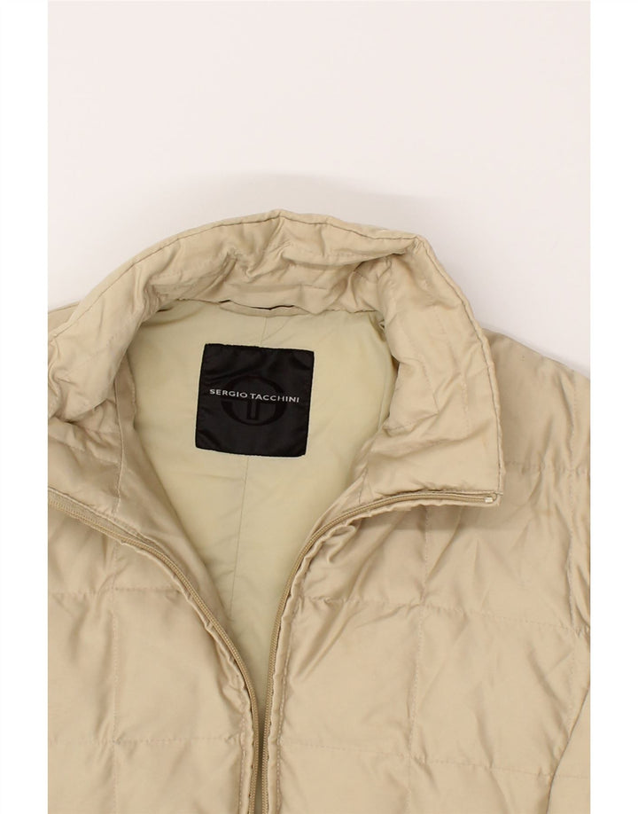 SERGIO TACCHINI Womens Padded Coat IT 46 Large Beige Polyamide Vintage Sergio Tacchini and Second-Hand Sergio Tacchini from Messina Hembry 