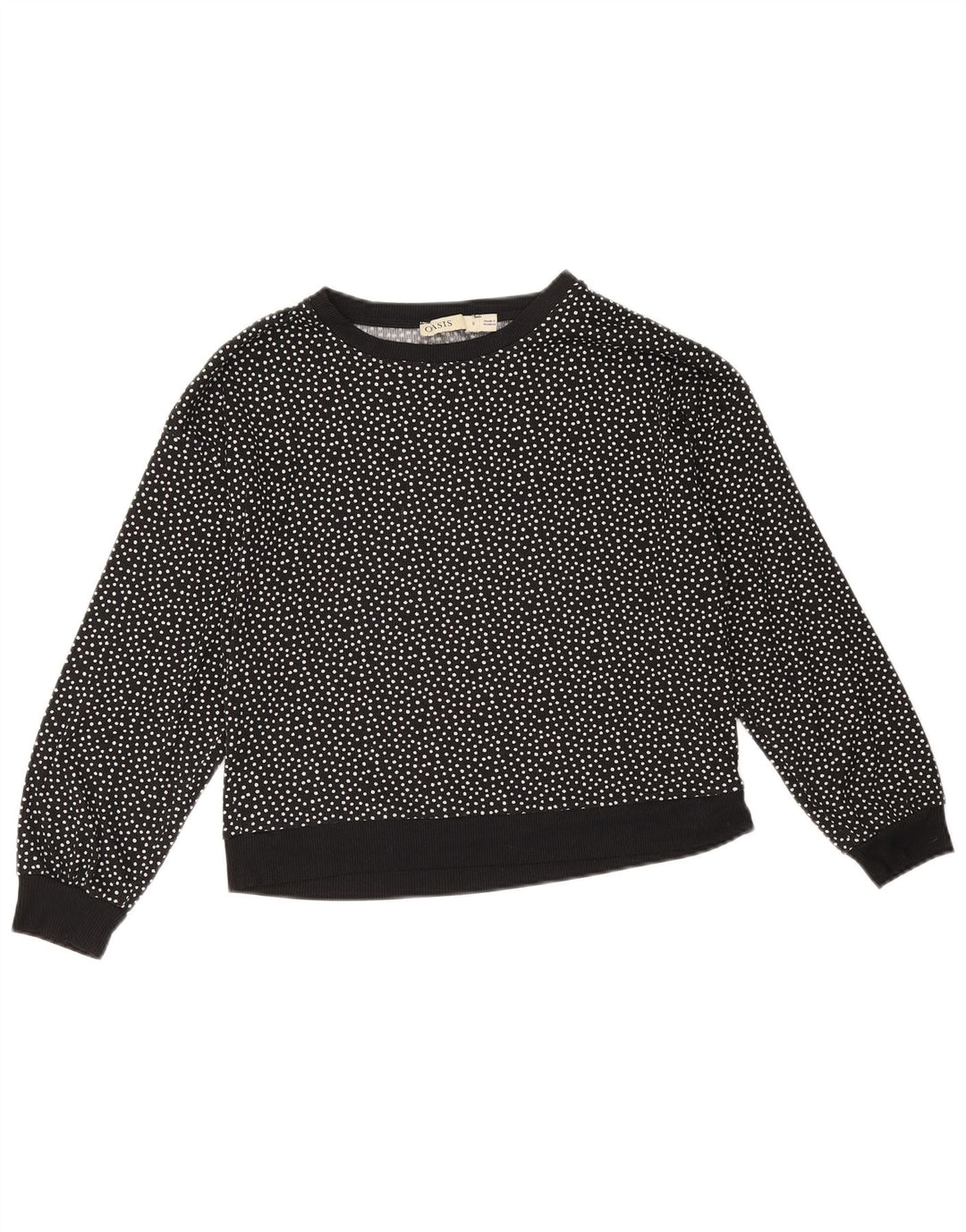 Oasis Womens Crop Oversized Sweatshirt Jumper UK 10 Small Black Polka Dot