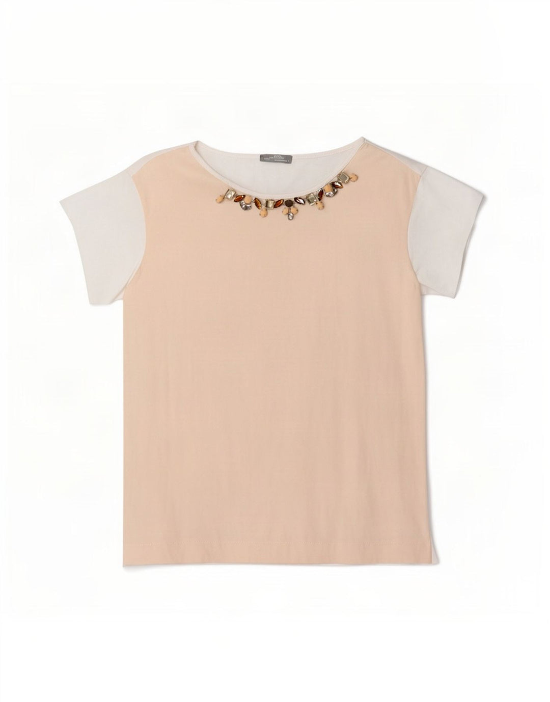 Zara Womens T-Shirt Top UK 14 Medium White Colourblock Viscose