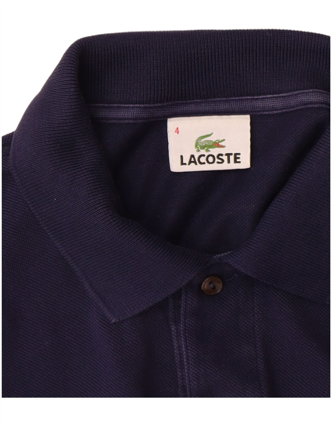 LACOSTE Mens Long Sleeve Polo Shirt Size 4 Medium Navy Blue Cotton