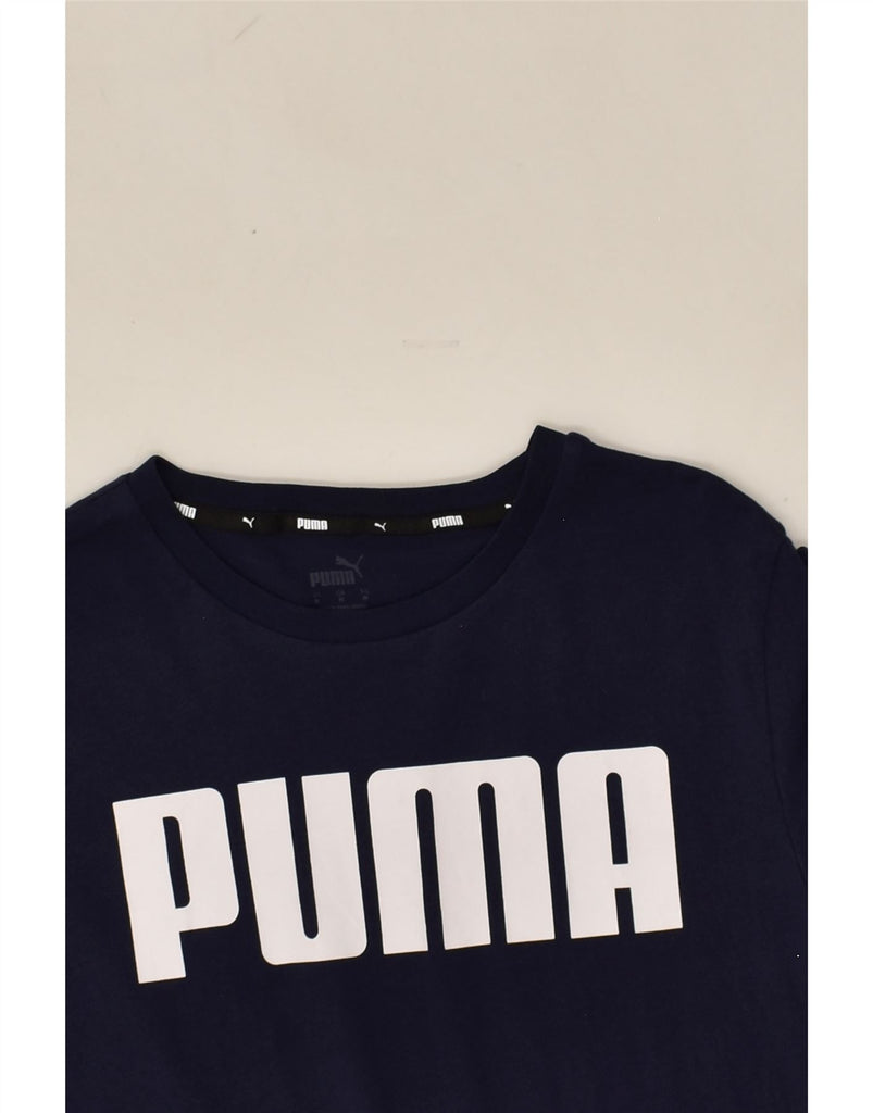 PUMA Mens Graphic T-Shirt Top Medium Navy Blue Cotton | Vintage Puma | Thrift | Second-Hand Puma | Used Clothing | Messina Hembry 