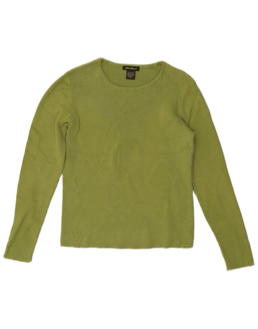 Eddie Bauer Womens Crop Top Long Sleeve UK 12 Medium Green Cotton