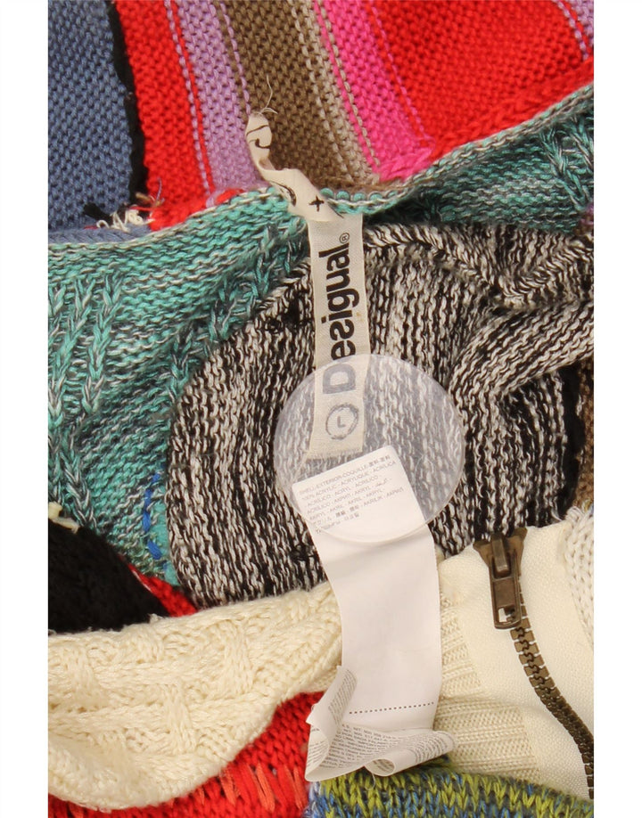 DESIGUAL Womens Cardigan Sweater UK 16 Large Multicoloured Patchwork