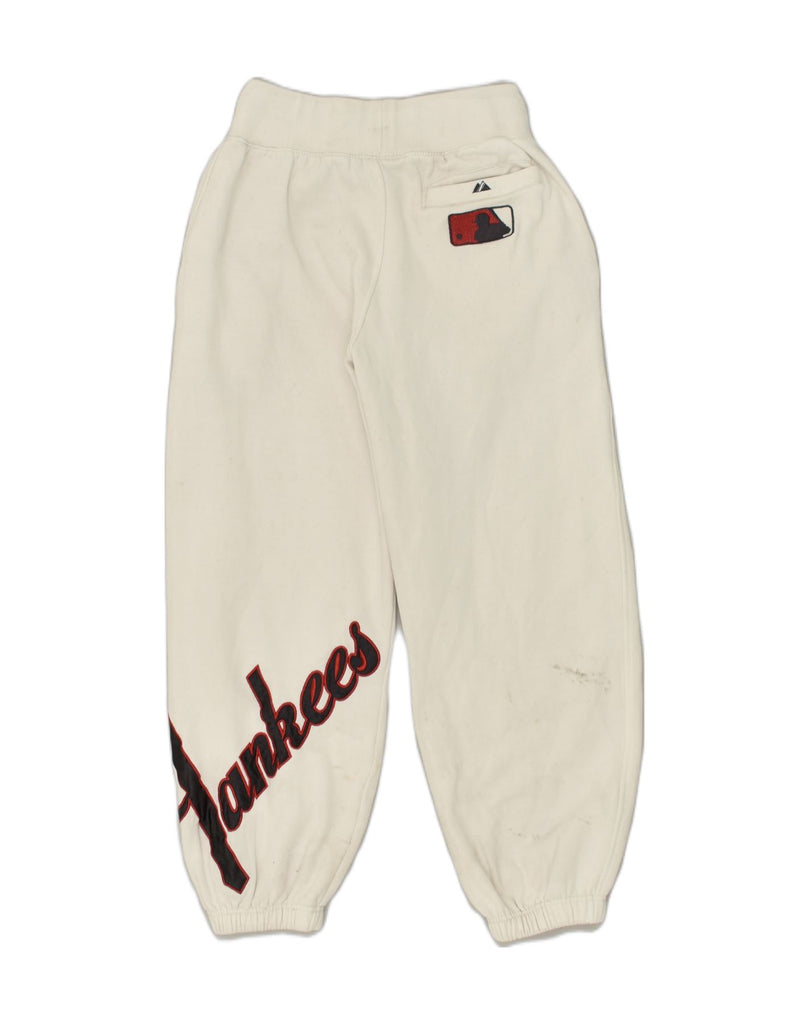 MAJESTIC Mens Graphic Tracksuit Trousers Joggers XS White Cotton | Vintage Majestic | Thrift | Second-Hand Majestic | Used Clothing | Messina Hembry 