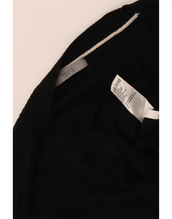 Marks & Spencer Womens Crop V-Neck Jumper Sweater UK 12 Medium Black