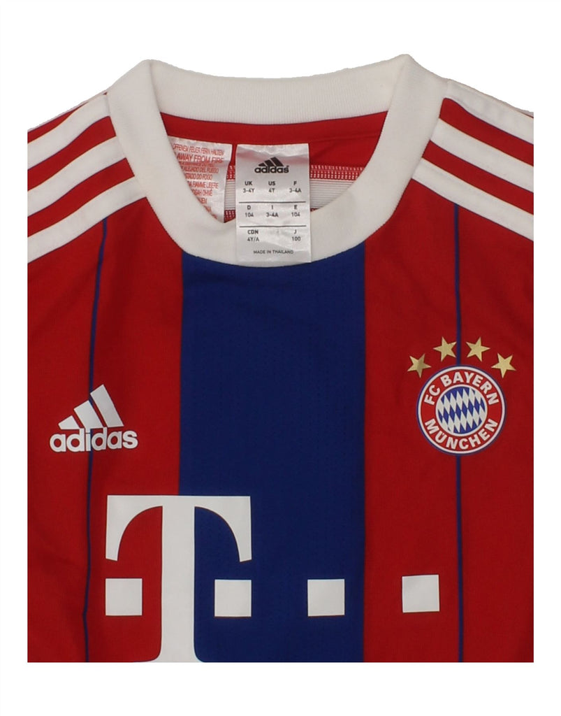 ADIDAS Boys FC Bayern Munchen Graphic T-Shirt Top 3-4 Years Red | Vintage Adidas | Thrift | Second-Hand Adidas | Used Clothing | Messina Hembry 