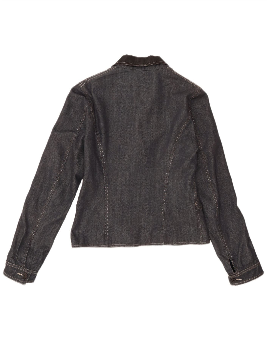 Ferre Womens 1 Button Denim Blazer Jacket IT 46 Large Navy Blue Cotton