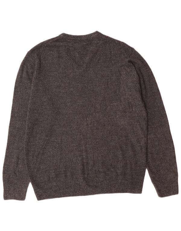 DOCKERS Mens V-Neck Jumper Sweater Large Grey Acrylic