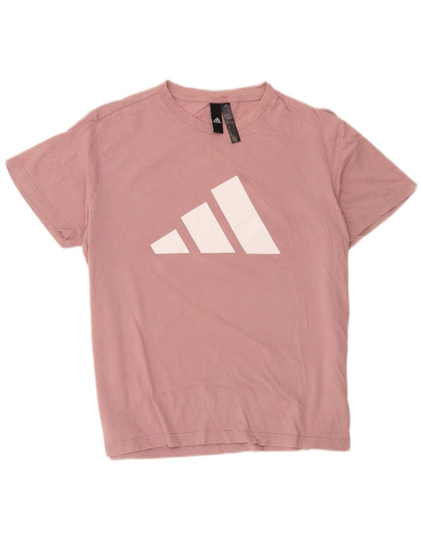 Adidas Womens Graphic T-Shirt Top UK 12/14 Medium Pink Cotton