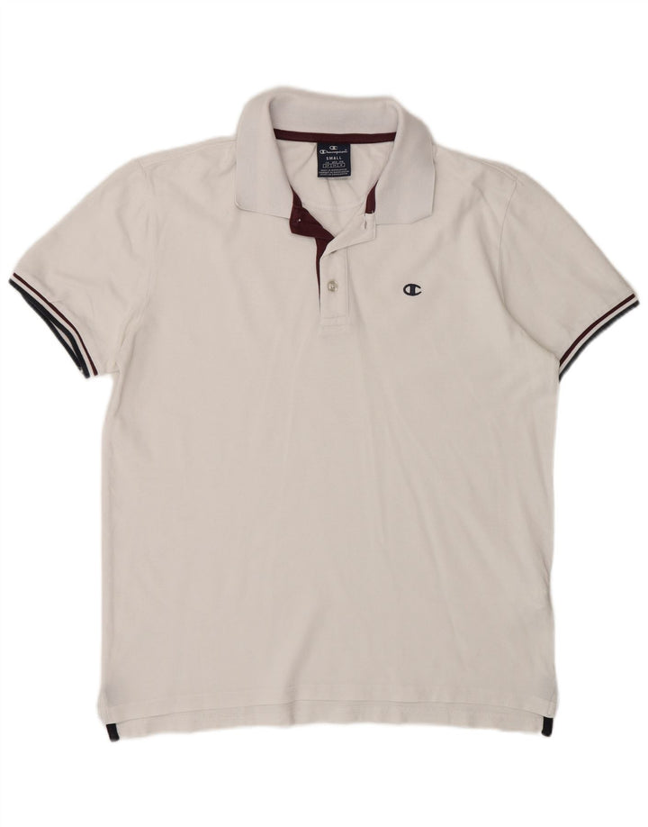 Champion Mens Short Sleeve Polo Shirt Small White Cotton