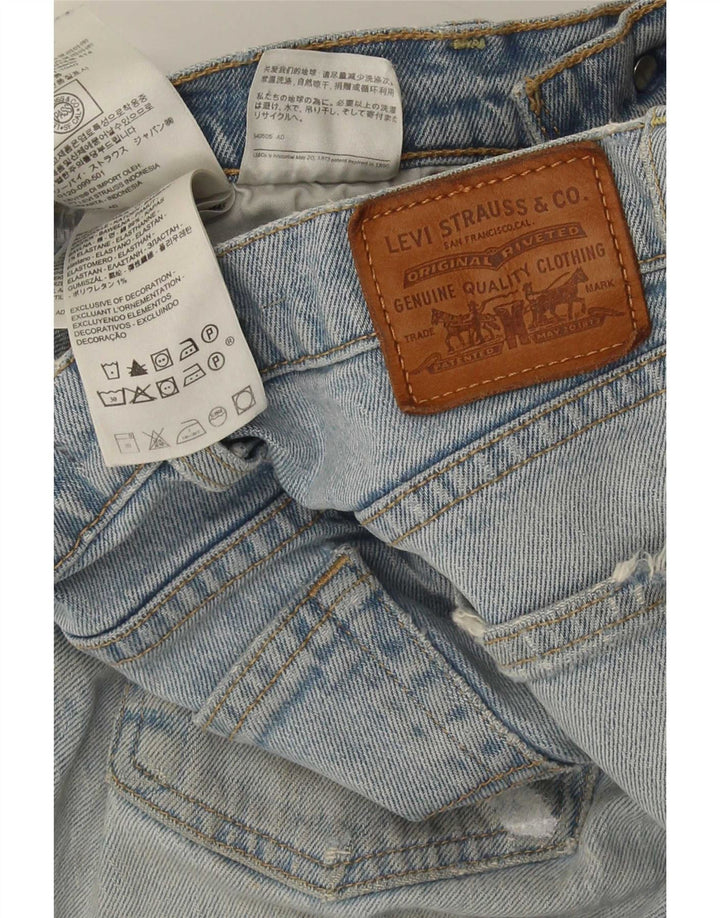 Levi's Womens Ribcage Distressed Straight Jeans W27 L29 Blue Cotton