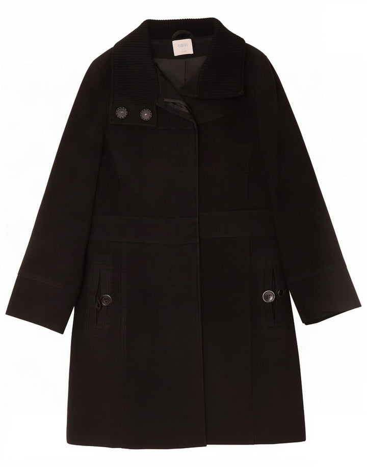 Oasis Womens Overcoat UK 12 Medium Black Cotton