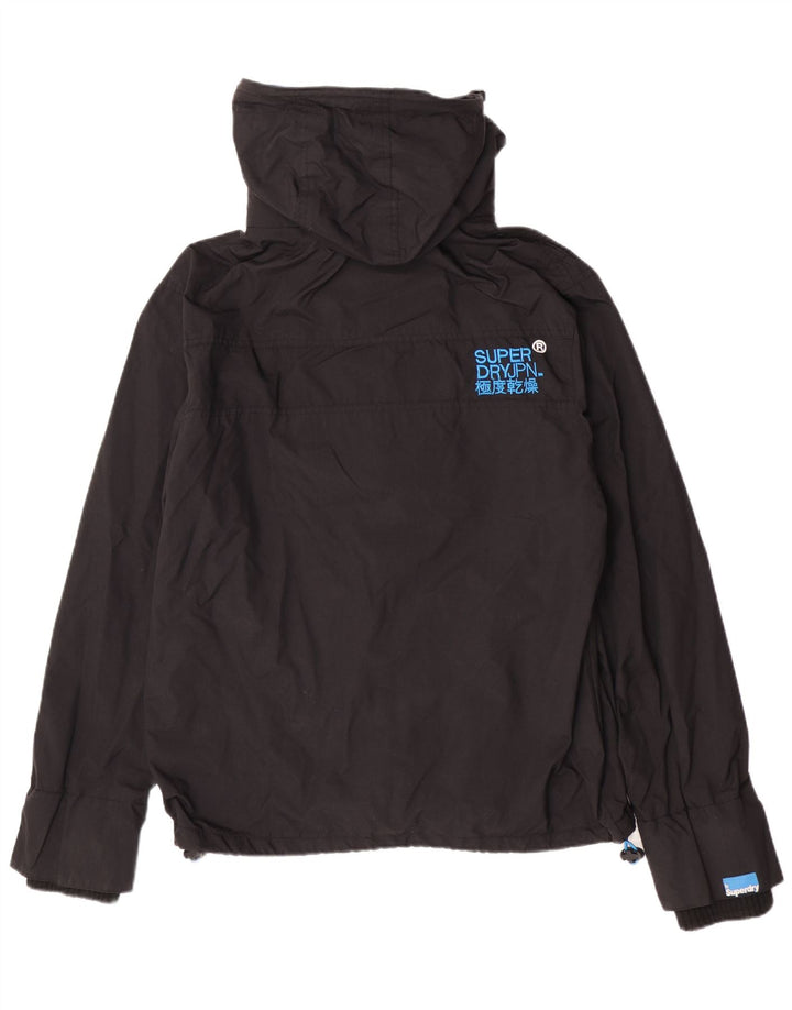 Superdry Mens Windcheater Hooded Rain Jacket UK 40 Large Black Colourblock