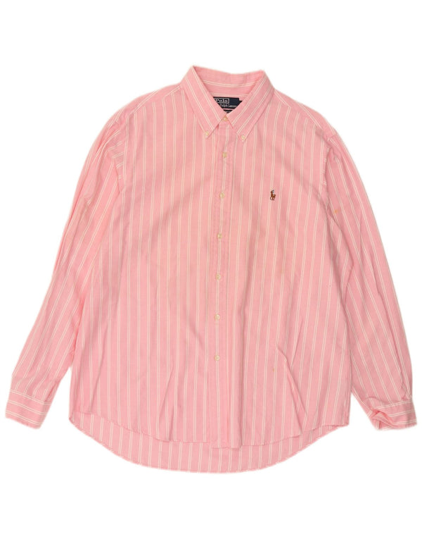 Ralph Lauren Mens Custom Fit Shirt XL Pink Striped Cotton