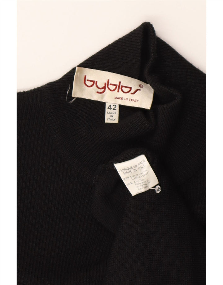 Byblos Womens Long Sleeve Jumper Dress IT 42 Medium Black Wool