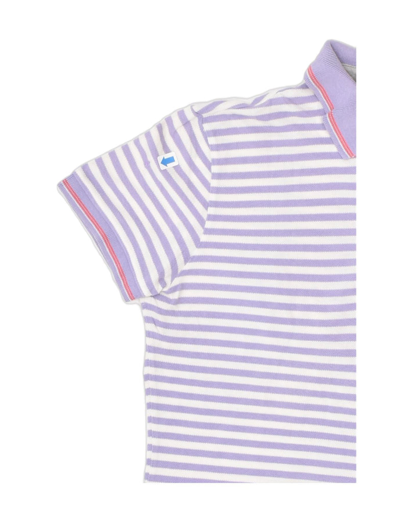 TRUSSARDI JEANS Womens Polo Shirt UK 6 XS Purple Striped Cotton | Vintage | Thrift | Second-Hand | Used Clothing | Messina Hembry 