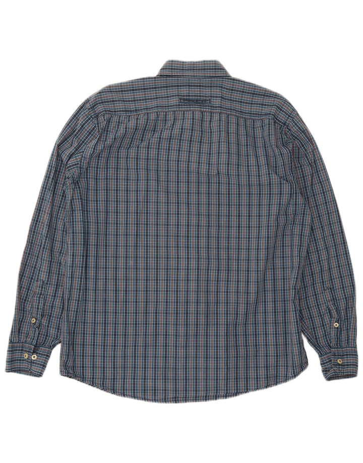 Camel Active Mens Shirt Large Navy Blue Gingham Cotton
