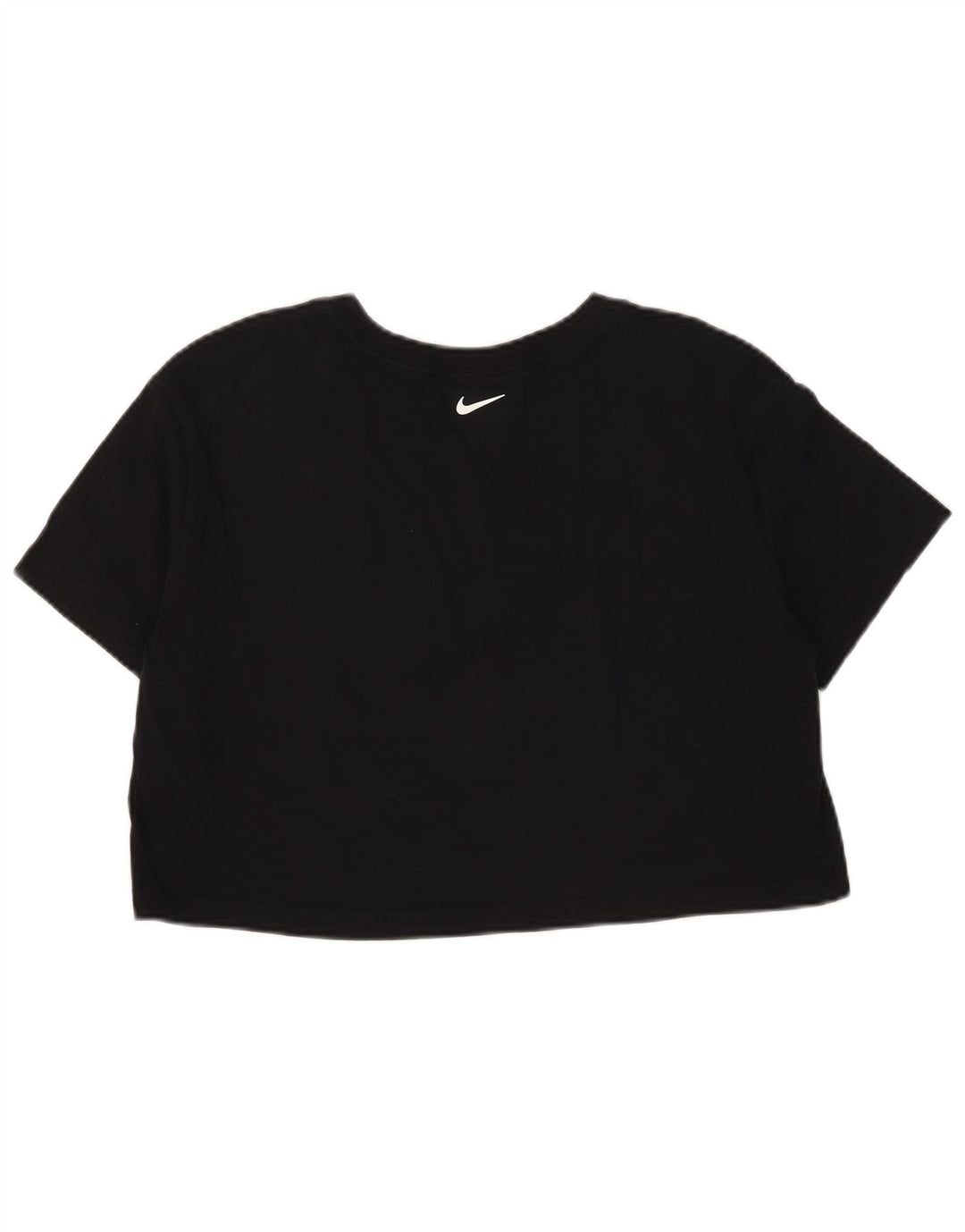 Nike Womens Crop T-Shirt Top UK 14 Medium Black Cotton