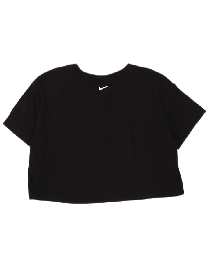Nike Womens Crop T-Shirt Top UK 14 Medium Black Cotton