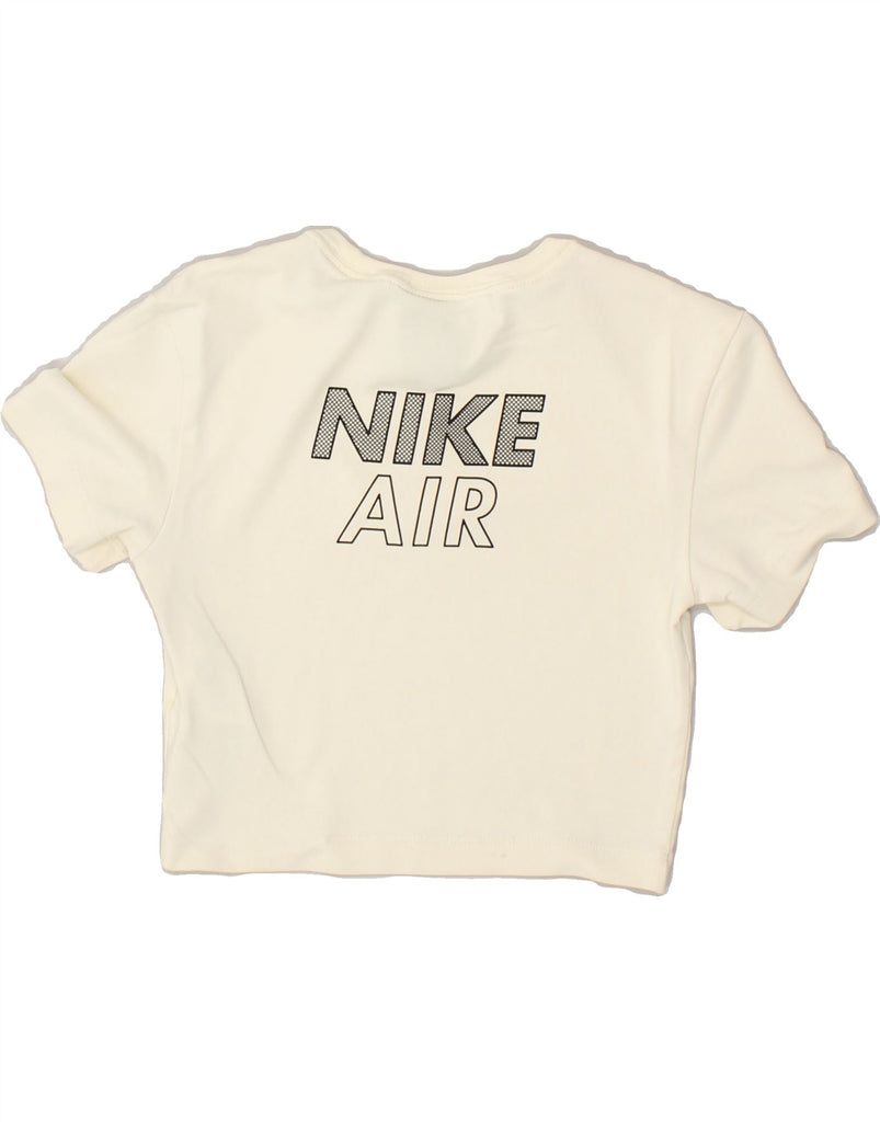 NIKE Womens Crop Graphic T-Shirt Top UK 4 XS Off White Cotton | Vintage Nike | Thrift | Second-Hand Nike | Used Clothing | Messina Hembry 