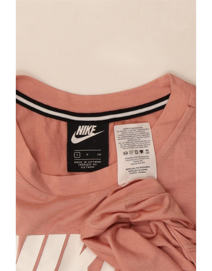 NIKE Womens Crop Graphic T-Shirt Top UK 10 Small Pink Polyester