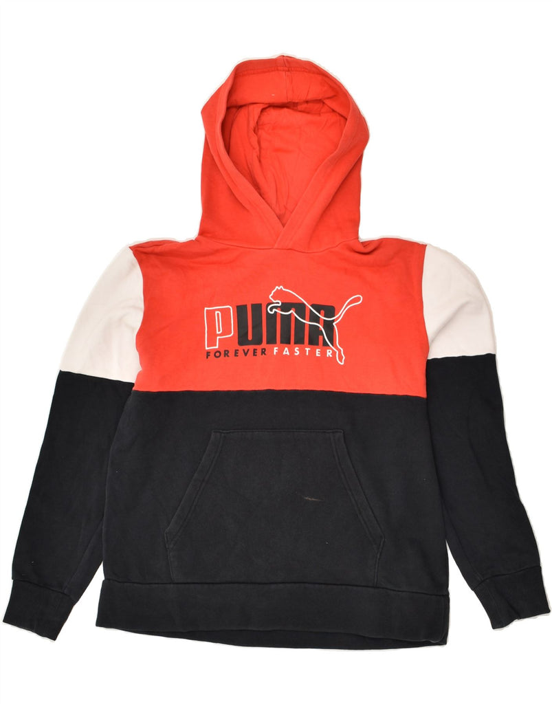 PUMA Boys Hoodie Jumper 13-14 Years Multicoloured Colourblock Cotton | Vintage Puma | Thrift | Second-Hand Puma | Used Clothing | Messina Hembry 