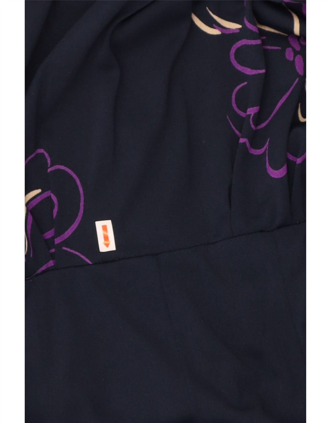 VINTAGE Womens A-Line Dress UK 14 Medium Navy Blue Floral Polyamide
