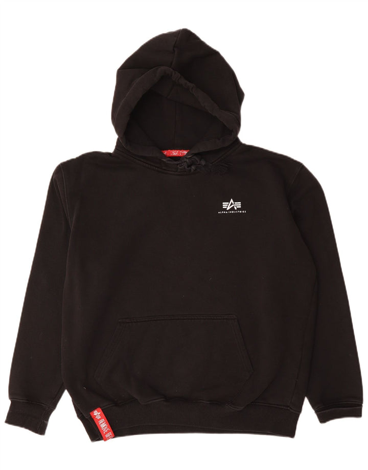 Alpha Industries Mens Hoodie Jumper Large Black Cotton