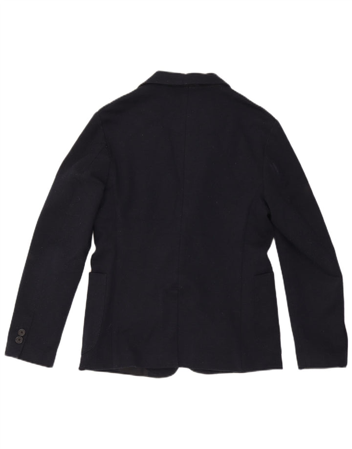 Zara Mens 2 Button Blazer Jacket UK 38 Medium Navy Blue Polyester