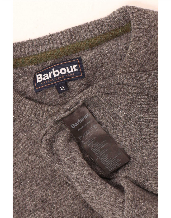 Barbour Mens Crew Neck Jumper Sweater Medium Grey Flecked Wool